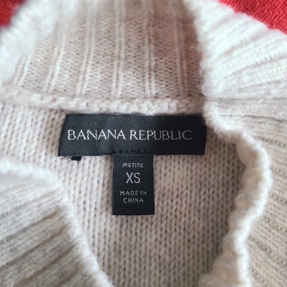 Banana Republic Reverse Fair Isle Mock Neck Knit Black/Cream Long Sleeve Sweater - Picture 7 of 11